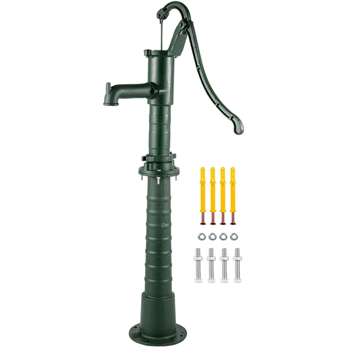 Hand Water Pump with Stand, 15.7 x 9.4 x 51.6 inch Pitcher Pump& 26 inch Pump Stand with Pre-set 1/2\" Holes for Easy Installation, Rustic Cast Iron Well Pump for Yard, Garden, Farm Irrigation,