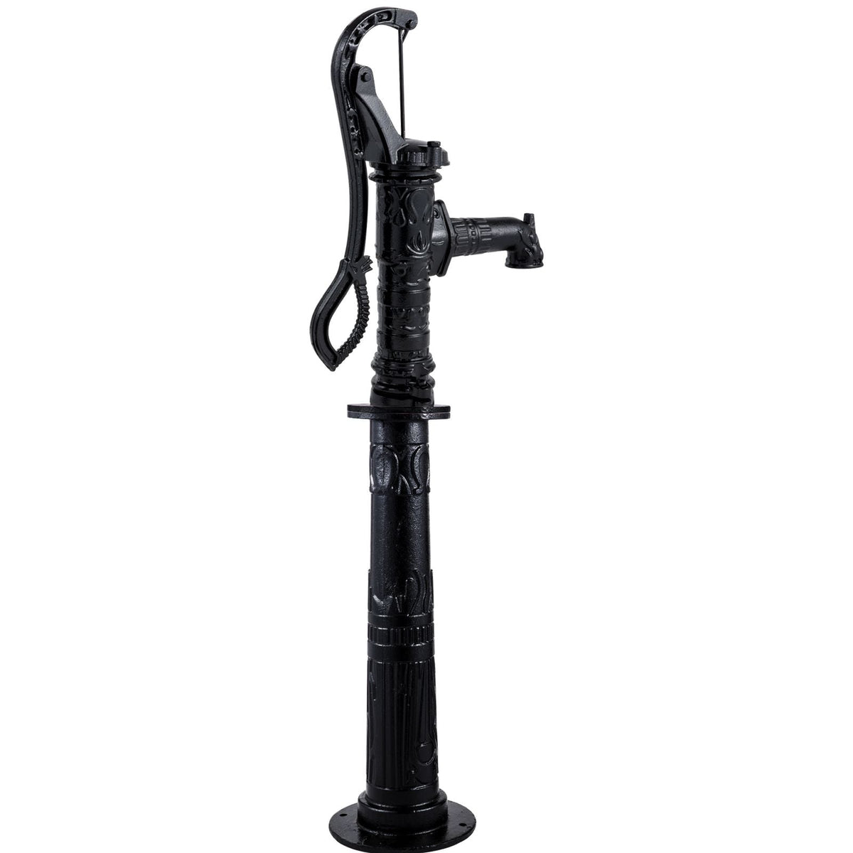 Hand Water Pump with Stand 15.7 x 9.4 x 53.1 inch Pitcher Pump & 26 inch Pump Stand with Pre-set 1/2\" Holes for Easy Installation Rustic Cast Iron Well Pump for Yard Garden Farm Irrigation Blac