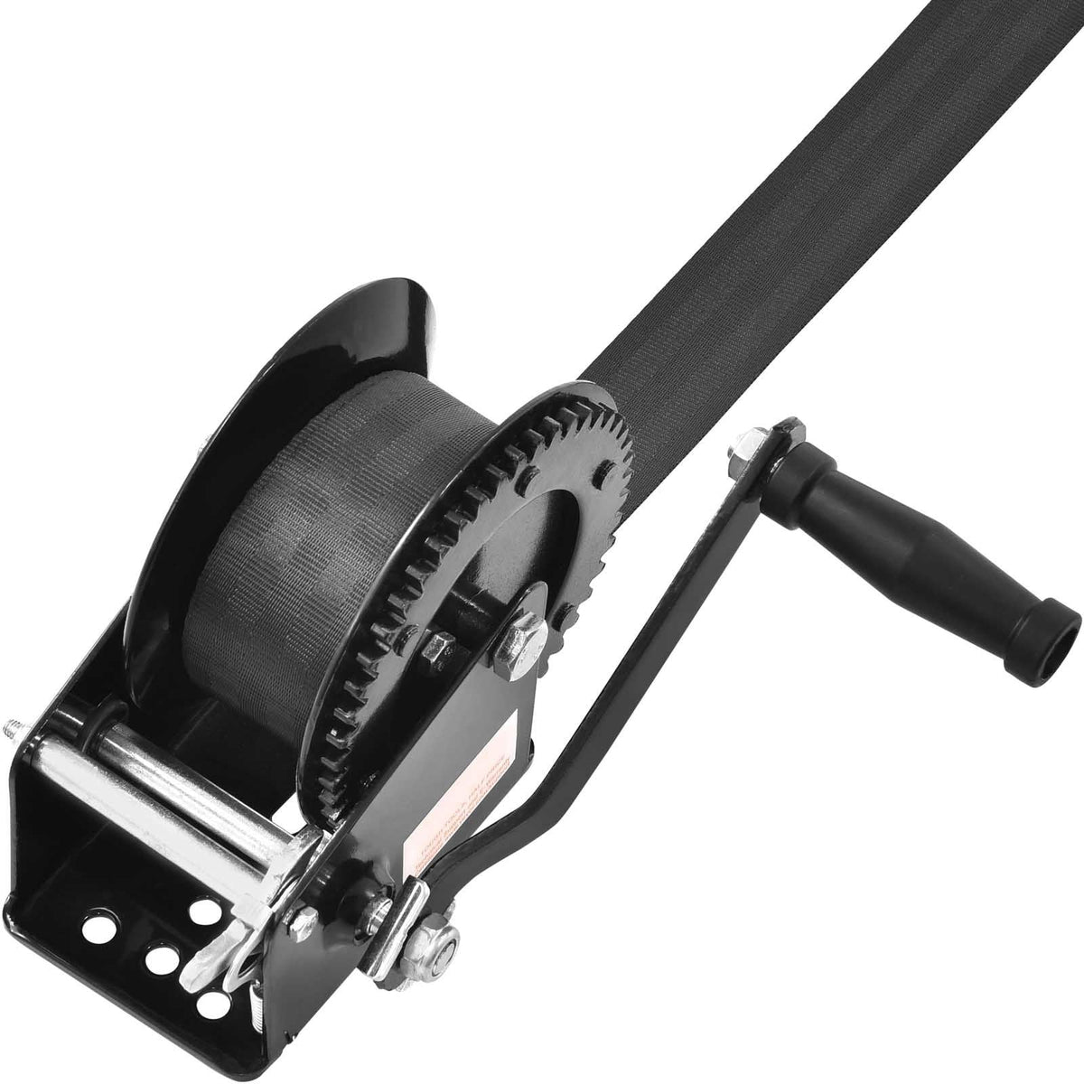 Hand Winch, 1600 lbs Pulling Capacity, Boat Trailer Winch Heavy Duty Rope Crank with 33 ft Polyester Strap and Two-Way Ratchet, Manual Operated Hand Crank Winch for Trailer, Boat or ATV Towing