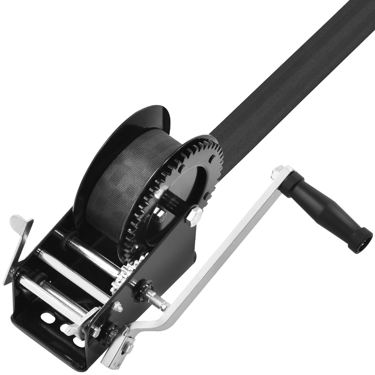 Hand Winch, 3500 lbs Pulling Capacity, Boat Trailer Winch Heavy Duty Rope Crank with 33 ft Polyester Strap and Two-Way Ratchet, Manual Operated Hand Crank Winch for Trailer, Boat or ATV Towing
