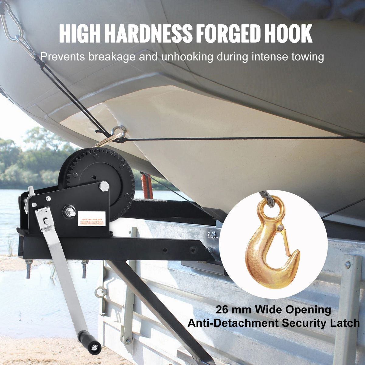 Hand Winch, 3500 lbs Pulling Capacity, Boat Trailer Winch Heavy Duty Rope Crank with 33 ft Steel Wire Cable and Two-Way Ratchet, Manual Operated Hand Crank Winch for Trailer, Boat or ATV Towing