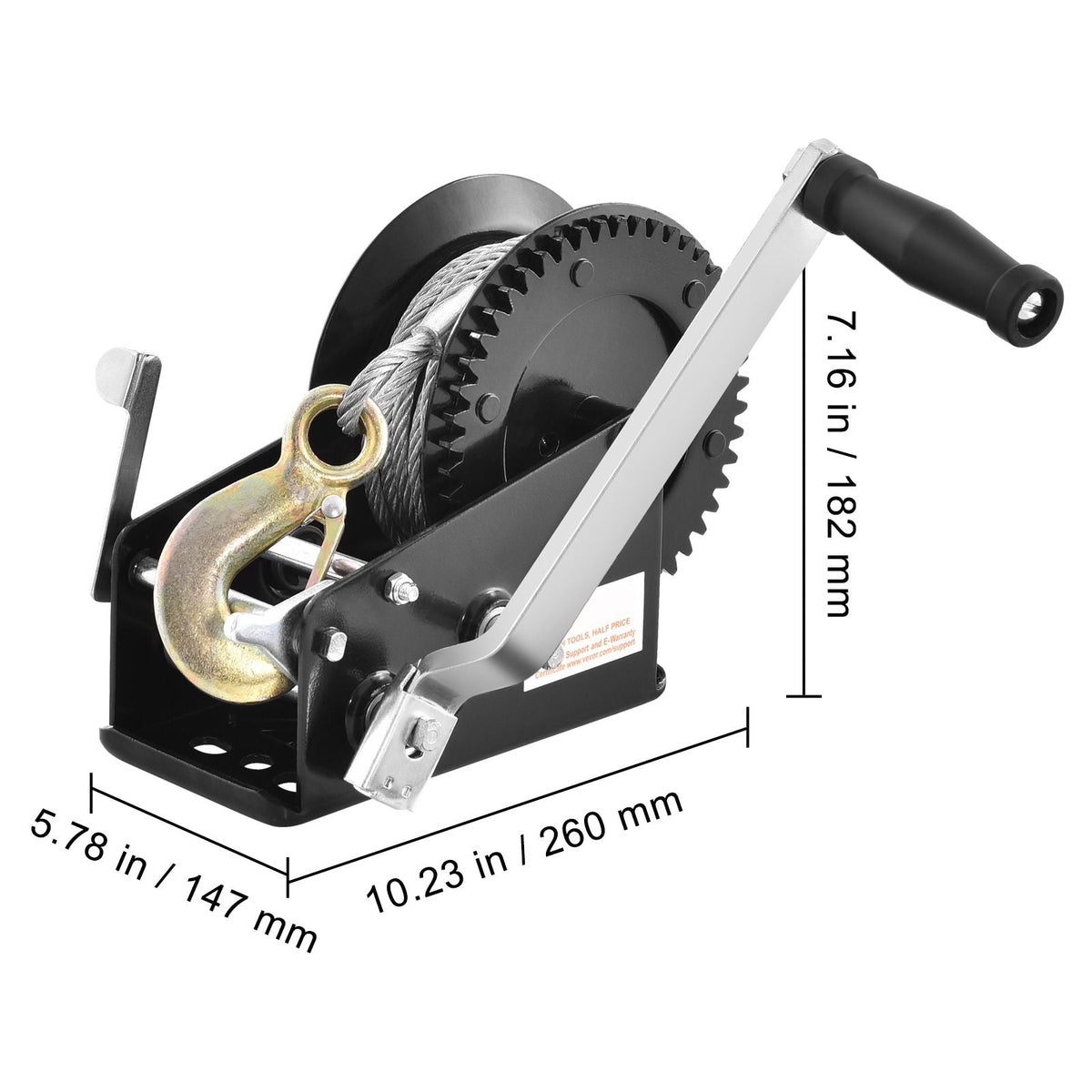 Hand Winch, 3500 lbs Pulling Capacity, Boat Trailer Winch Heavy Duty Rope Crank with 33 ft Steel Wire Cable and Two-Way Ratchet, Manual Operated Hand Crank Winch for Trailer, Boat or ATV Towing