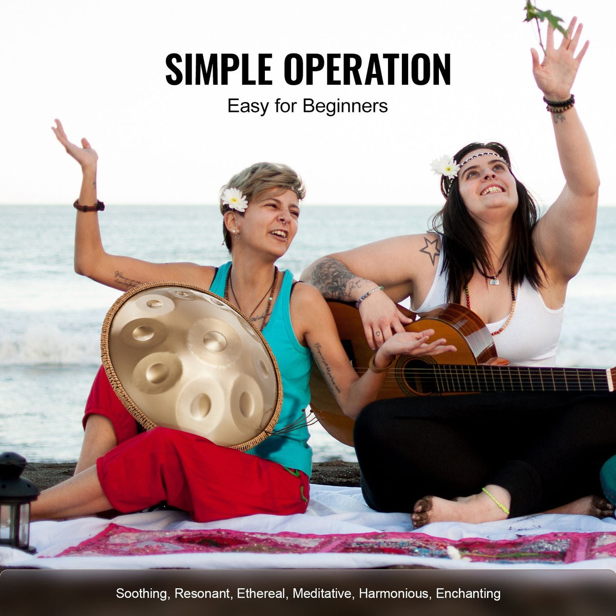 Handpan Drum, 22 in & 10 Notes, D Minor Hand Drum, Hand Pan Drum Instrument with Mallets, 432Hz Handpan Stand & Carry Bag, Steel Healing Sound Drum, Percussion Instruments for Adults Beginners