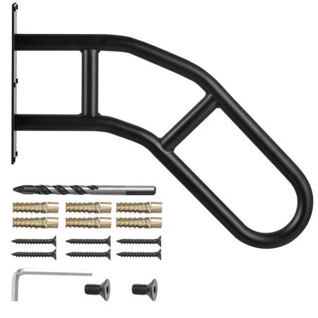 Handrails for Outdoor Steps, 29" Length Wall Mount Safety Railings for 1-3 Steps, U-Shaped Handrail with Matte Black Finished, Stair Handrails for Kids, Elderly, Pregnant Women, Disabled 2 PCS
