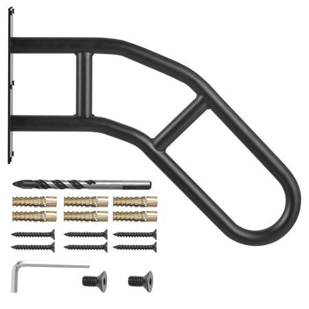 Handrails for Outdoor Steps, 32" Length Wall Mount Safety Railings for 1-3 Steps, U-Shaped Handrail with Matte Black Finished, Stair Handrails for Kids, Elderly, Pregnant Women, Disabled