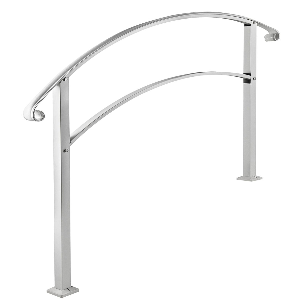 Handrails for Outdoor Steps, Fit 1 or 4 Steps Outdoor Stair Railing, White Wrought Iron Handrail, Flexible Front Porch Hand Rail, Transitional Handrails for Concrete Steps or Wooden Stairs