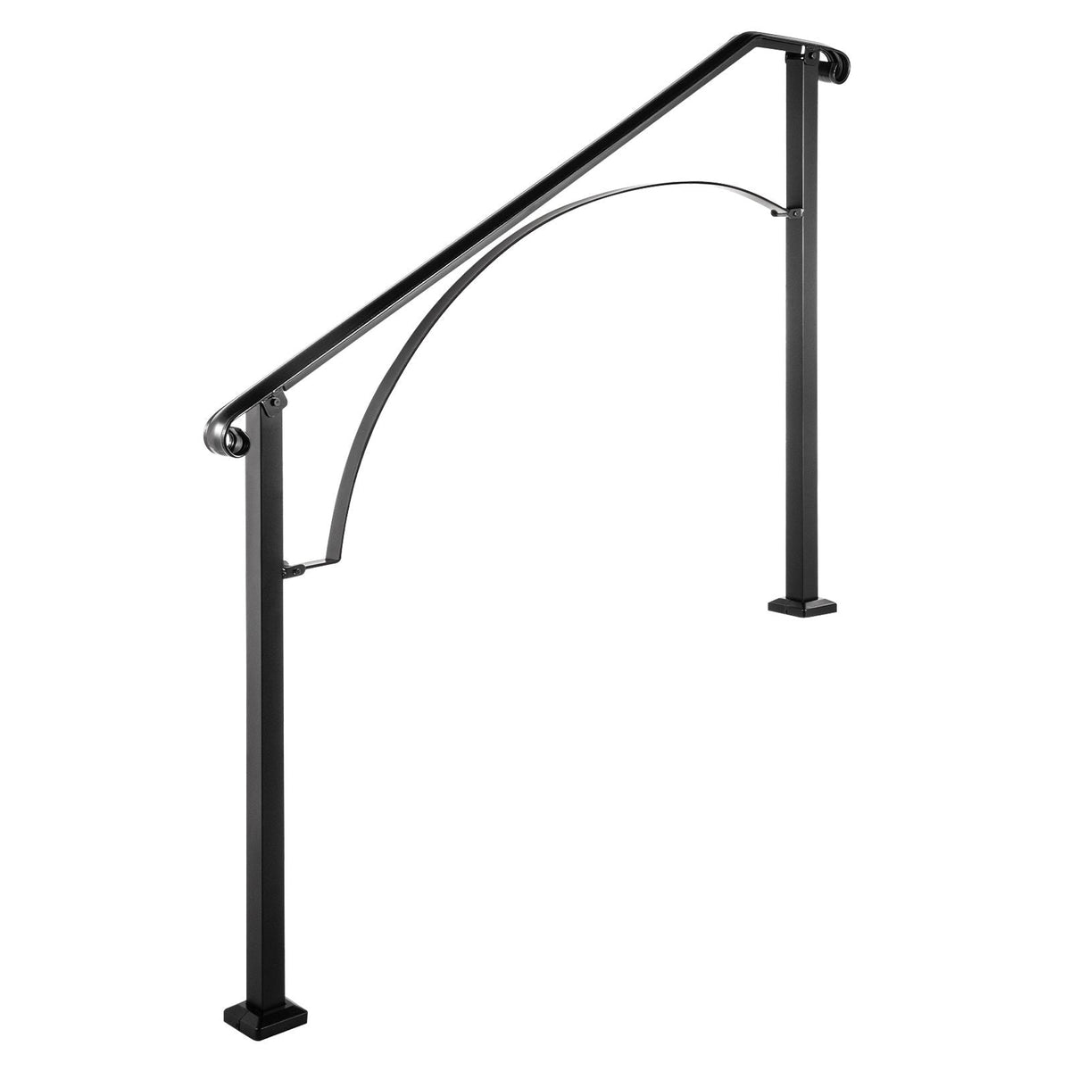 Handrails for Outdoor Steps, Fit 3 or 4 Steps Outdoor Stair Railing, Arch#3 Wrought Iron Handrail, Flexible Porch Railing, Black Transitional Handrails for Concrete Steps or Wooden Stairs