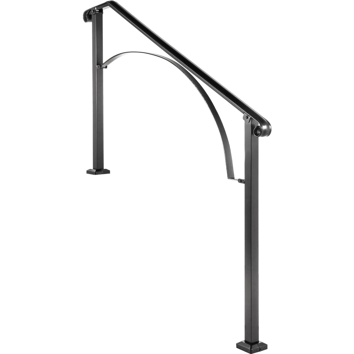 Handrails for Outdoor Steps, Fit 4 or 5 Steps Outdoor Stair Railing, Arch#4 Wrought Iron Handrail, Flexible Porch Railing, Black Transitional Handrails for Concrete Steps or Wooden Stairs