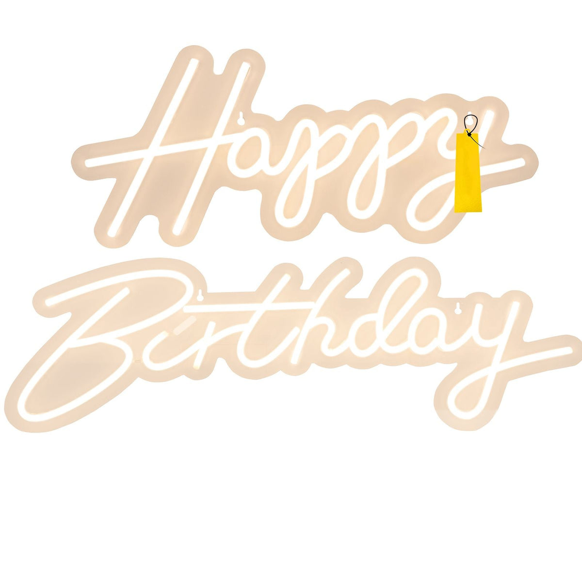 Happy Birthday Neon Sign, 16.5" x 8" + 23" x 8" LED Neon Lights Signs, Adjustable Brightness with Remote Control and Power Adapter, Reusable for Party, Club, Celebration and Decoration Warm