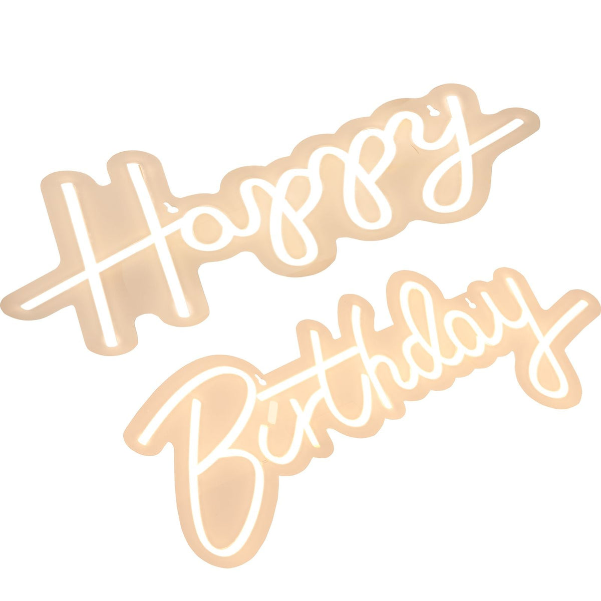 Happy Birthday Neon Sign, 18" x 8" & 26" x 7.5" LED Neon Lights Signs, Adjustable Brightness with Dimmer Switch and Power Adapter, Reusable for Party, Club, Celebration and Decoration Warm W