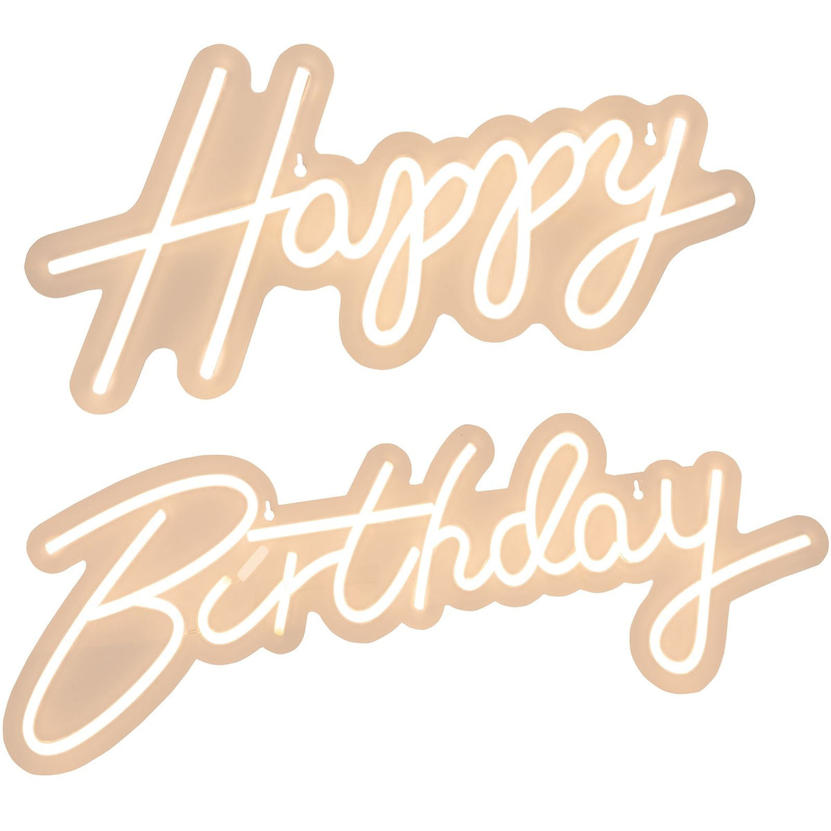 Happy Birthday Neon Sign, 18" x 8" & 26" x 7.5" LED Neon Lights Signs, Adjustable Brightness with Dimmer Switch and Power Adapter, Reusable for Party, Club, Celebration and Decoration Warm W