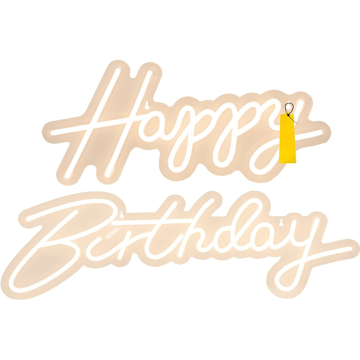 Happy Birthday Neon Sign, 18" x 8" & 26" x 7.5" LED Neon Lights Signs, Adjustable Brightness with Dimmer Switch and Power Adapter, Reusable for Party, Club, Celebration and Decoration Warm W