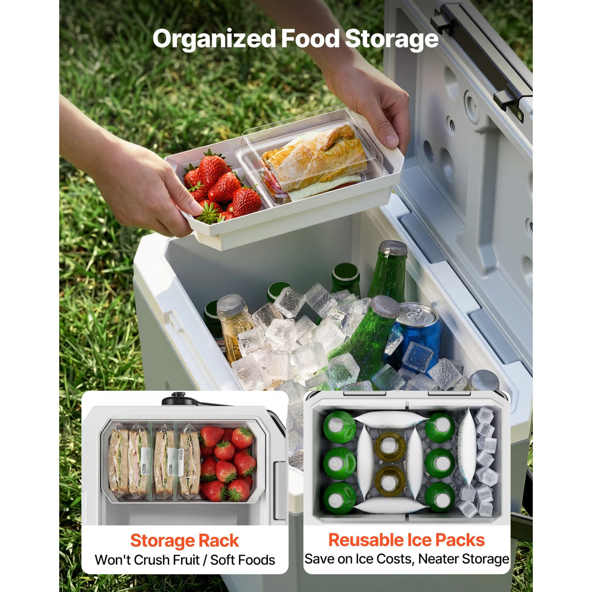 Hard Cooler, 17QT Portable Cooler, Leak-Resistant Coolbox Keeps Contents Cool for 48 Hours, Insulated Chests with Ice Retention and Heavy-Duty Handle, Ultra-Light for Camping, Concerts, Sports