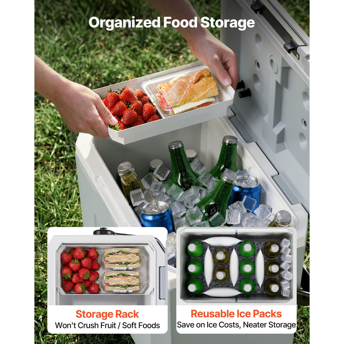 Hard Cooler, 24QT Portable Cooler, Leak-Resistant Coolbox Keeps Contents Cool for 48 Hours, Insulated Chests with Ice Retention and Heavy-Duty Handle, Ultra-Light for Camping, Concerts, Sports