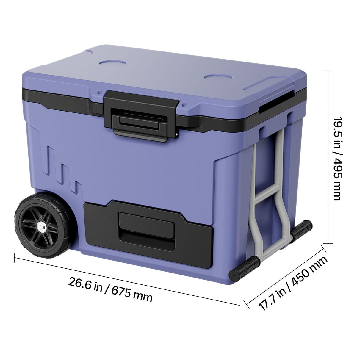 Hard Cooler, 45QT Portable Rolling Cooler with Wheels, Leak-Resistant Coolbox Keeps Contents Cool for 48 Hours, Ice Retention Insulated Chests, Ultra-Light for Outdoor Picnics, Grill, Camping