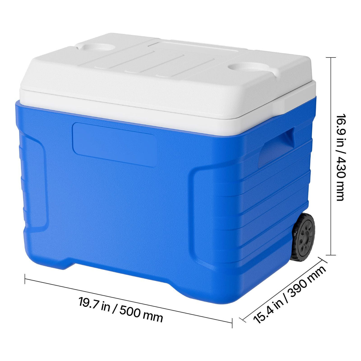 Hard Cooler, 45QT Portable Rolling Cooler with Wheels, Leak-Resistant Coolbox Keeps Contents Cool for 48 Hours, Ice Retention Insulated Chests, Ultra-Light for Outdoor Picnics, Grill, Camping