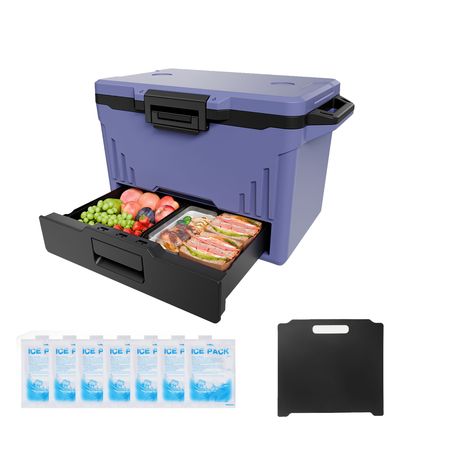 Hard Cooler, 50QT Portable Cooler, Leak-Resistant Coolbox Keeps Contents Cool for 48 Hours, Insulated Chests with Ice Retention and Heavy-Duty Handle, Ultra-Light for Camping, Concerts, Sports