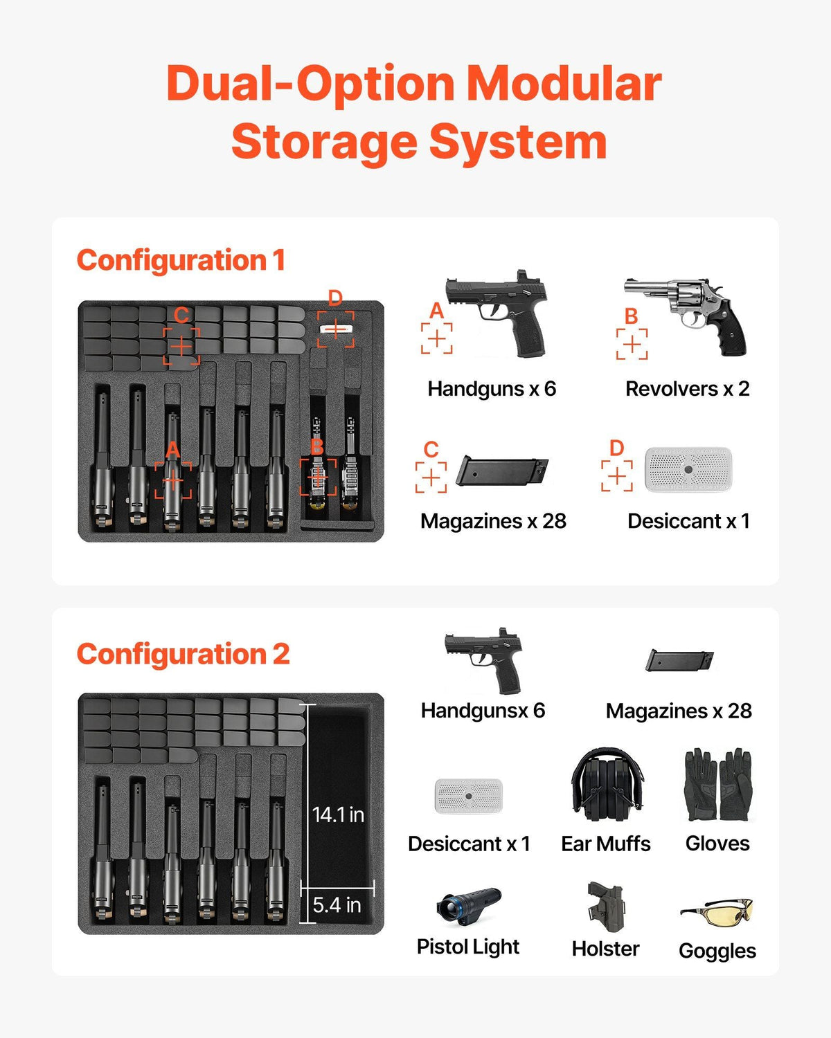Hard Pistol Case, Heavy Duty Hard Gun Case with XPE Foam Lining, Waterproof Pistol Storage Box with Customizable Interior & Handle for Gun, Lenses, Camera, Gear, TSA Compliant, 21.9x17.9x8.8 in