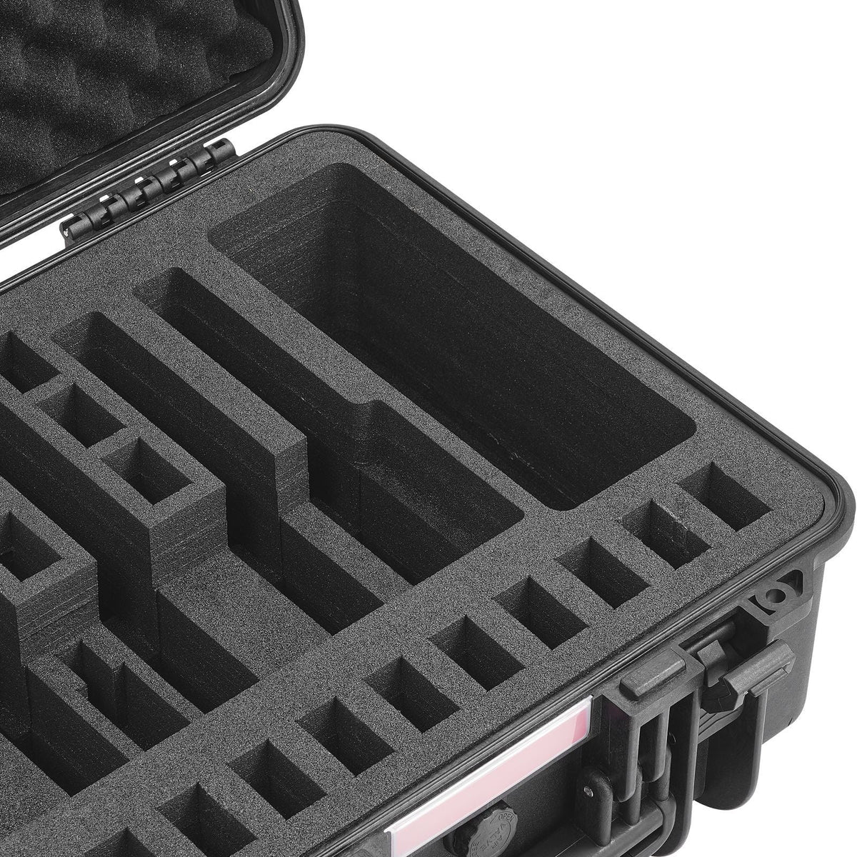 Hard Pistol Cases with Pre-cut Lining, Waterproof & Dustproof Hard Gun Case for 6 Pistol, 19.3×17.1×8.3 in Lockable Pistol Case, Black