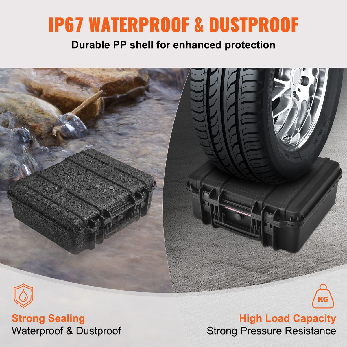 Hard Pistol Cases with Pre-cut Lining, Waterproof & Dustproof Hard Gun Case for 6 Pistol, 19.3×17.1×8.3 in Lockable Pistol Case, Black