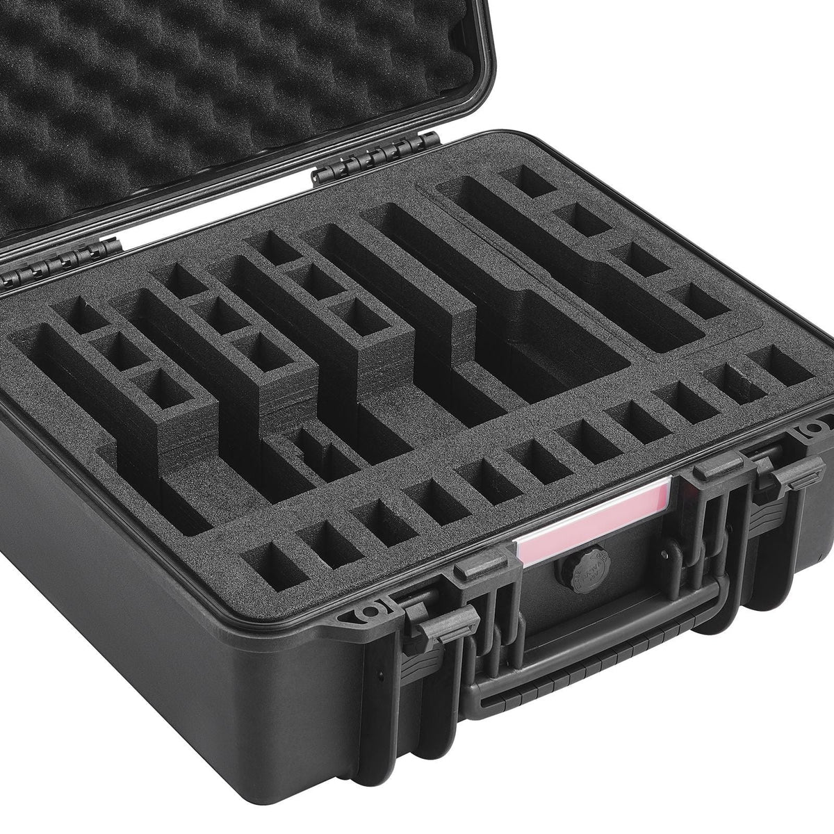 Hard Pistol Cases with Pre-cut Lining, Waterproof & Dustproof Hard Gun Case for 6 Pistol, 19.3×17.1×8.3 in Lockable Pistol Case, Black