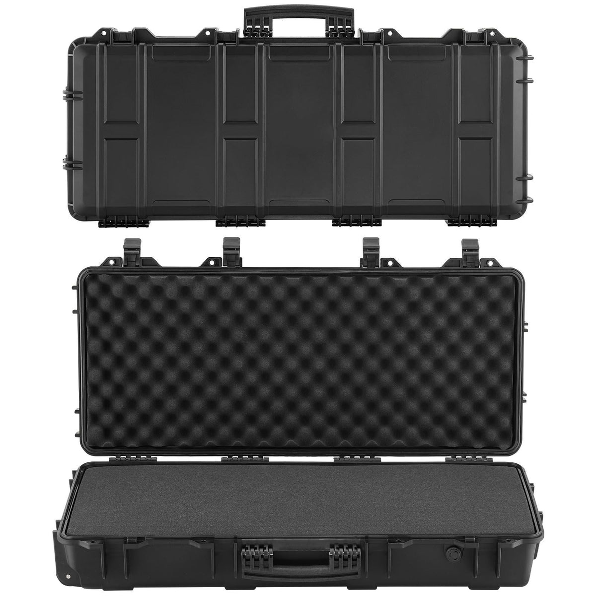 Hard Rifle Case, Lockable Rifle Case with 4 Layers Pre-cut Foams, 36 in Gun Storage with Wheels, IP67 Waterproof & Dustproof Pistol Storage Cases for Rifles, Shotguns, Airsoft Guns, Black