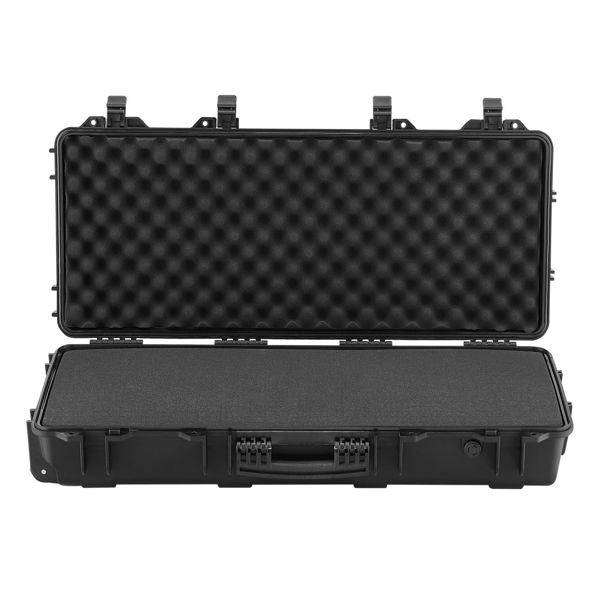 Hard Rifle Case, Lockable Rifle Case with 4 Layers Pre-cut Foams, 36 in Gun Storage with Wheels, IP67 Waterproof & Dustproof Pistol Storage Cases for Rifles, Shotguns, Airsoft Guns, Black