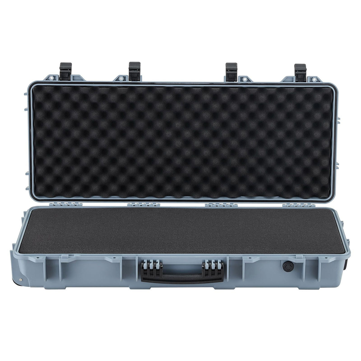 Hard Rifle Case, Lockable Rifle Case with 4 Layers Pre-cut Foams, 36 in Gun Storage with Wheels, IP67 Waterproof & Dustproof Pistol Storage Cases for Rifles, Shotguns, Airsoft Guns, Grey