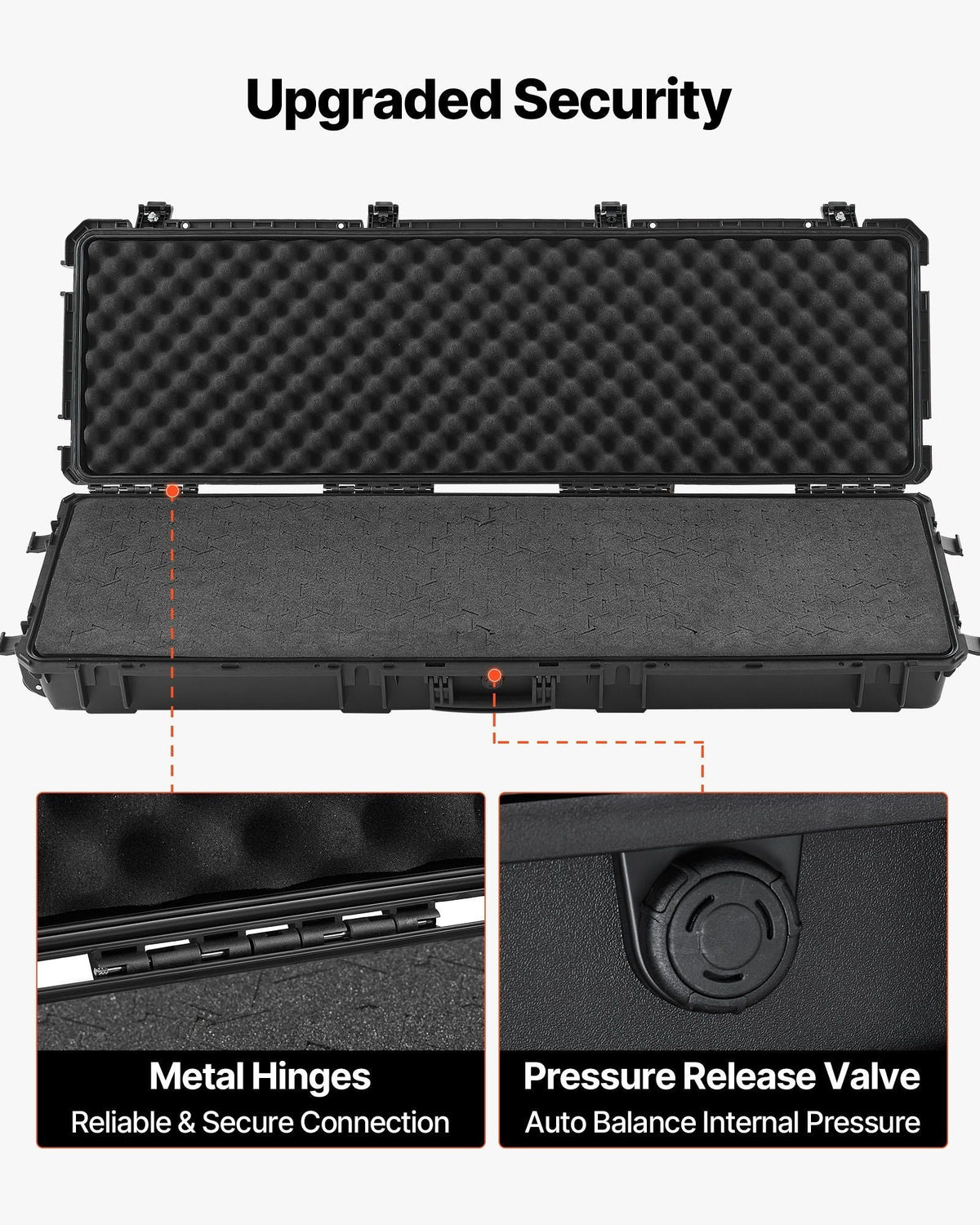 Hard Rifle Case, Lockable Rifle Case with Detachable XPE Foam, 50 in Gun Storage with Wheels, IP67 Waterproof & Dustproof Pistol Storage Cases for Rifles, Shotguns, Airsoft Guns, Black
