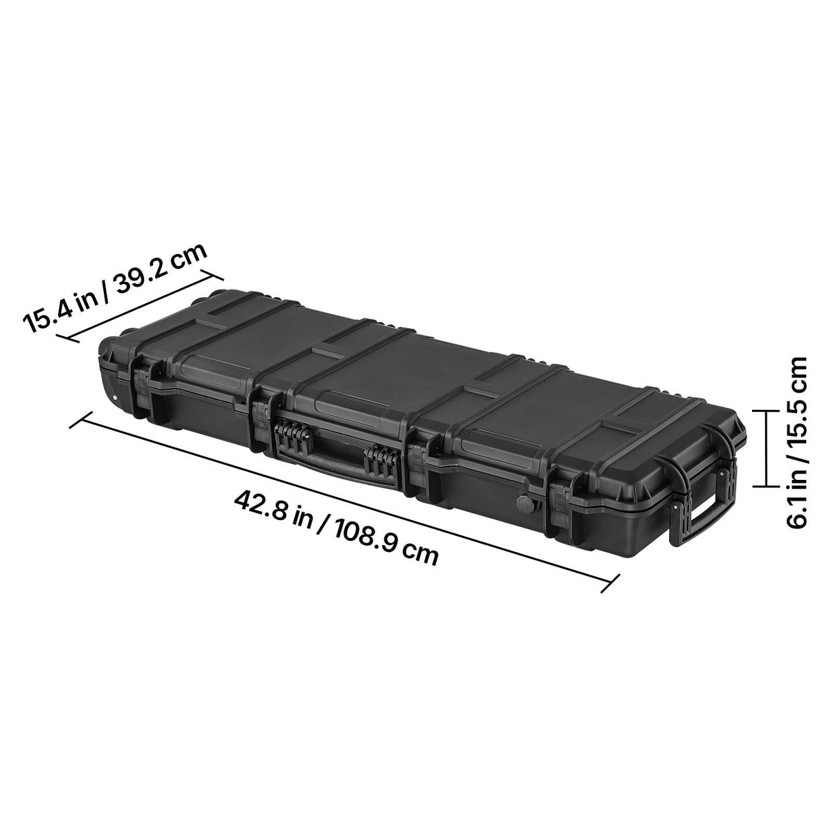 Hard Rifle Case, Lockable Rifle Case with Pre-cut Foams, 40 in Gun Storage with Wheels, IP67 Waterproof & Dustproof Movable Large Pistol Storage for Rifles, Shotguns, Airsoft Guns, Black