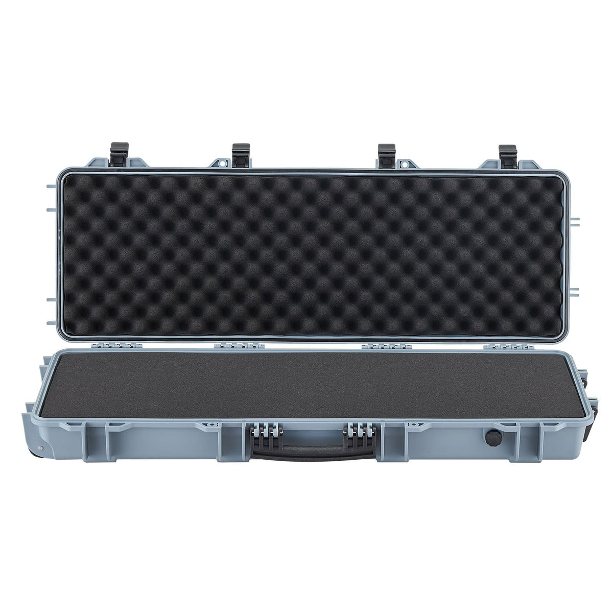 Hard Rifle Case, Lockable Rifle Case with Pre-cut Foams, 40 in Gun Storage with Wheels, IP67 Waterproof & Dustproof Movable Large Pistol Storage for Rifles, Shotguns, Airsoft Guns, Grey