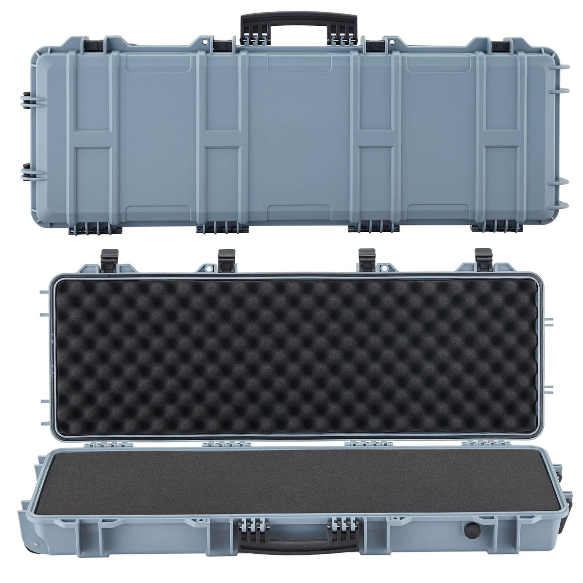 Hard Rifle Case, Lockable Rifle Case with Pre-cut Foams, 40 in Gun Storage with Wheels, IP67 Waterproof & Dustproof Movable Large Pistol Storage for Rifles, Shotguns, Airsoft Guns, Grey
