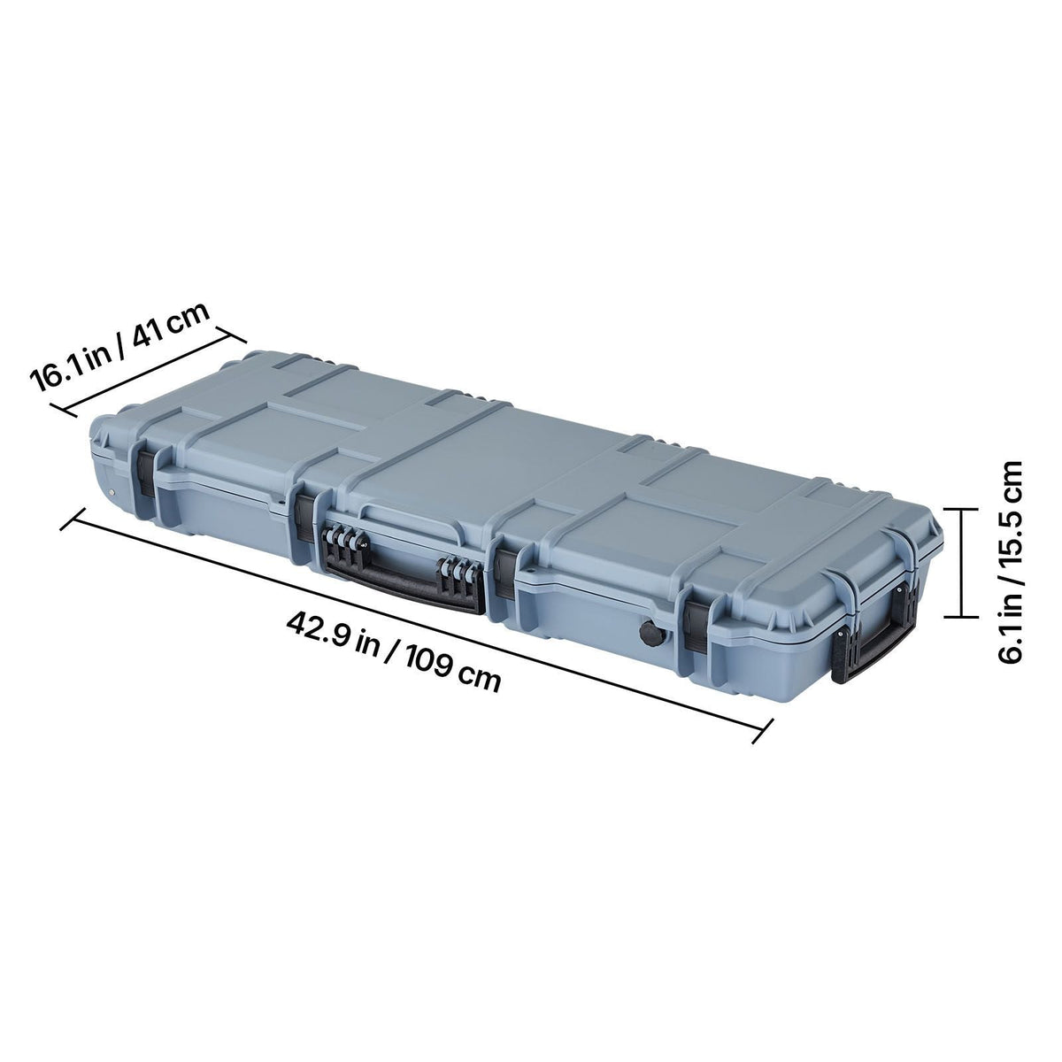Hard Rifle Case, Lockable Rifle Case with Pre-cut Foams, 42 in Movable Gun Storage with Wheels, IP67 Waterproof & Dustproof Pistol Storage for Rifle, Shotgun, Airsoft Gun, Grey