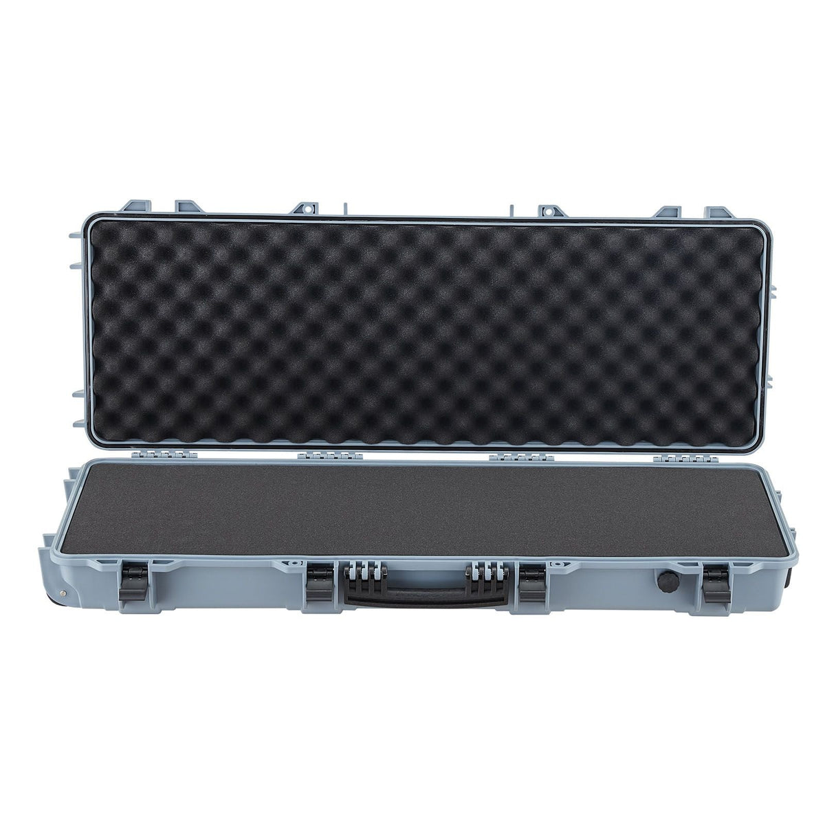 Hard Rifle Case, Lockable Rifle Case with Pre-cut Foams, 42 in Movable Gun Storage with Wheels, IP67 Waterproof & Dustproof Pistol Storage for Rifle, Shotgun, Airsoft Gun, Grey