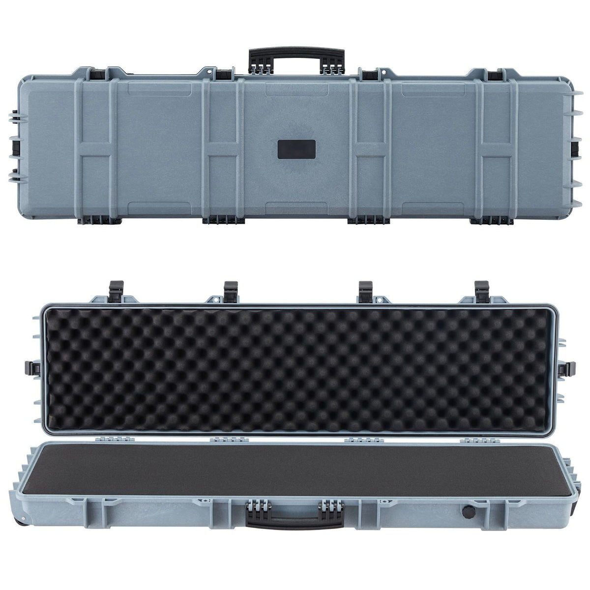 Hard Rifle Case, Lockable Rifle Case with Pre-cut Foams, 50 in Movable Gun Storage with Wheels, IP67 Waterproof & Dustproof Pistol Storage for Rifle, Shotgun, Airsoft Gun, Grey