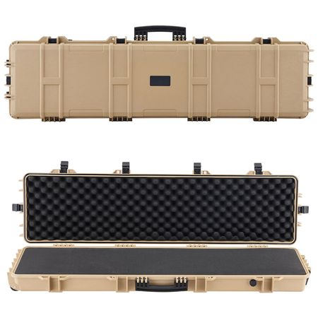 Hard Rifle Case, Lockable Rifle Case with Pre-cut Foams, 50 in Movable Gun Storage with Wheels, IP67 Waterproof & Dustproof Pistol Storage for Rifle, Shotgun, Airsoft Gun, Khaki