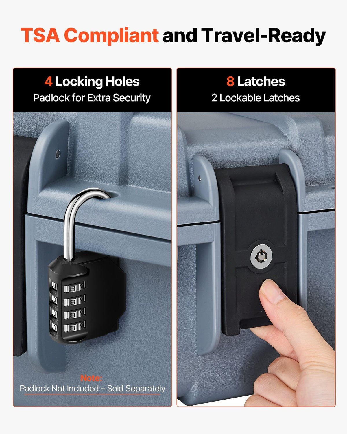 Hard Rifle Case, Lockable Rifle Case with Pre-cut Foams, 52 in Gun Storage with Wheels, Heavy Duty IP67 Waterproof & Dustproof Pistol Storage Cases for Rifles, Shotguns, Airsoft Guns, Grey