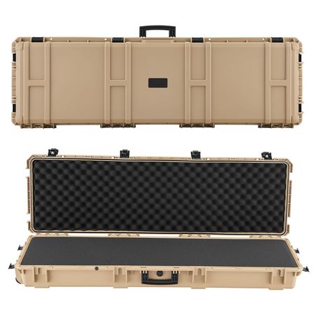 Hard Rifle Case, Lockable Rifle Case with Pre-cut Foams, 52 in Gun Storage with Wheels, Heavy Duty IP67 Waterproof & Dustproof Pistol Storage Cases for Rifles, Shotguns, Airsoft Guns, Khaki
