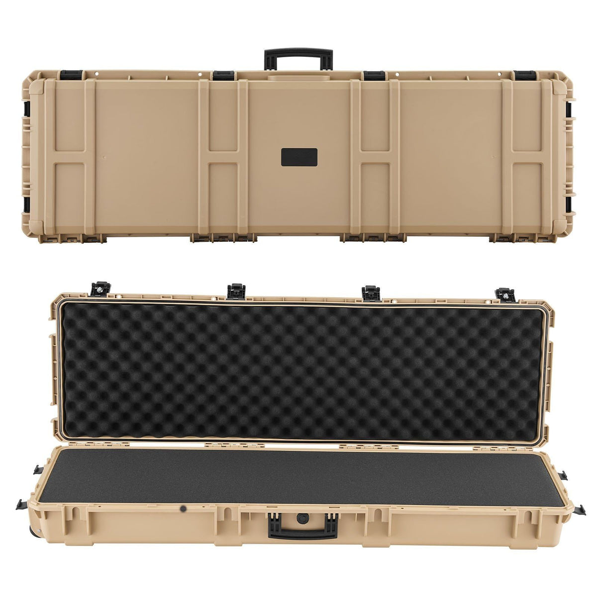 Hard Rifle Case, Lockable Rifle Case with Pre-cut Foams, 52 in Gun Storage with Wheels, Heavy Duty IP67 Waterproof & Dustproof Pistol Storage Cases for Rifles, Shotguns, Airsoft Guns, Khaki