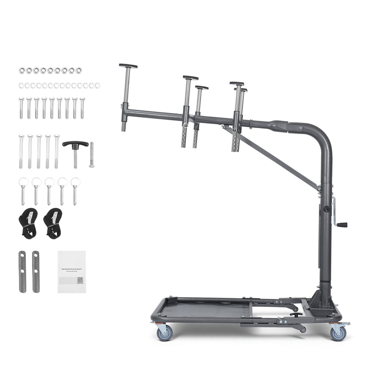 Hard Top Remover Lift, 220 lbs, Foldable Jeep Hardtop Removal and Storage System, Easy One-Person Operation, Adjustable Height, for Jeep Wrangler YJ, TJ, JK, JL, 4XE, Ford Bronco 4 Door & 6 Gen+