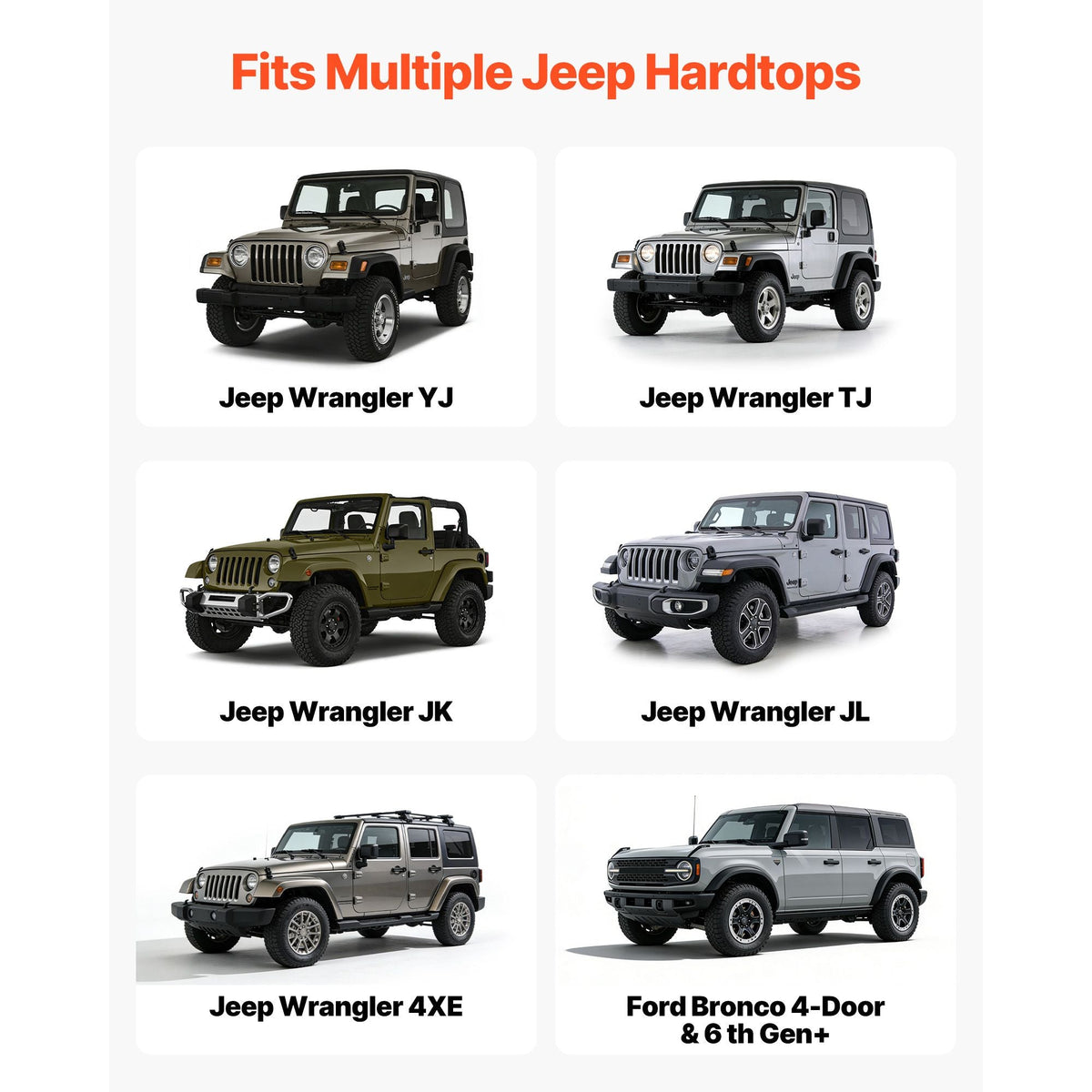 Hard Top Remover Lift, 220 lbs, Jeep Hardtop Removal and Storage System, Quick & Easy One-Person Operation, Adjustable Height, for Jeep Wrangler YJ, TJ, JK, JL, 4XE, Ford Bronco 4 Door & 6 Gen+