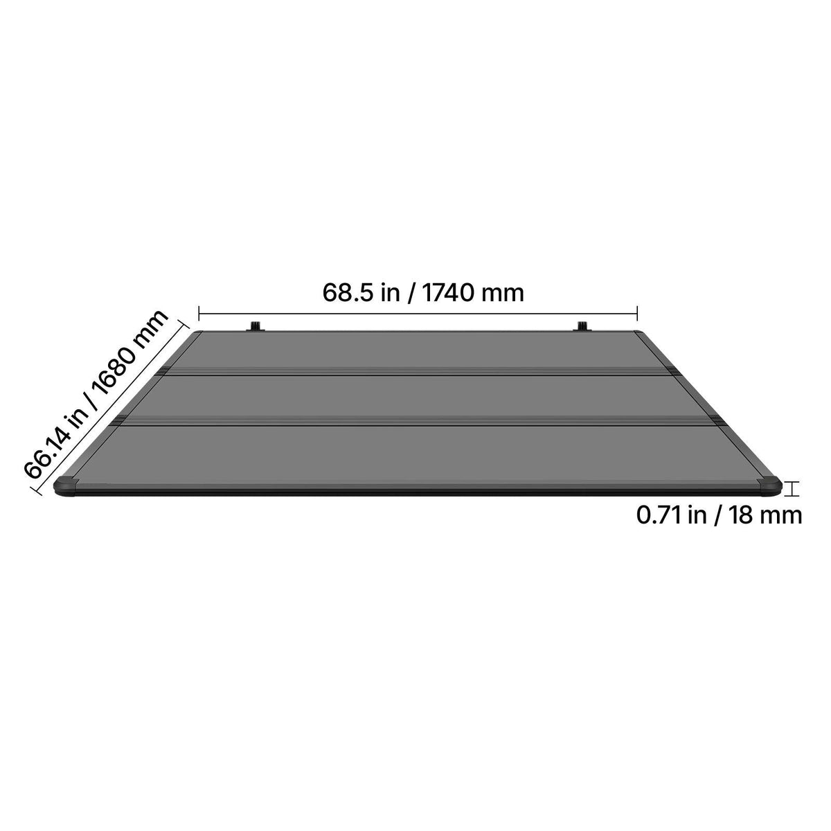 Hard Tri-Fold Truck Bed Tonneau Cover, Compatible with 2015-2025 Ford F150 5.5 ft (67.1 in) Bed, Waterproof Folding Truck Tonneau Cover with Heavy-Duty Fiberglass and Aluminum Alloy Support Bar