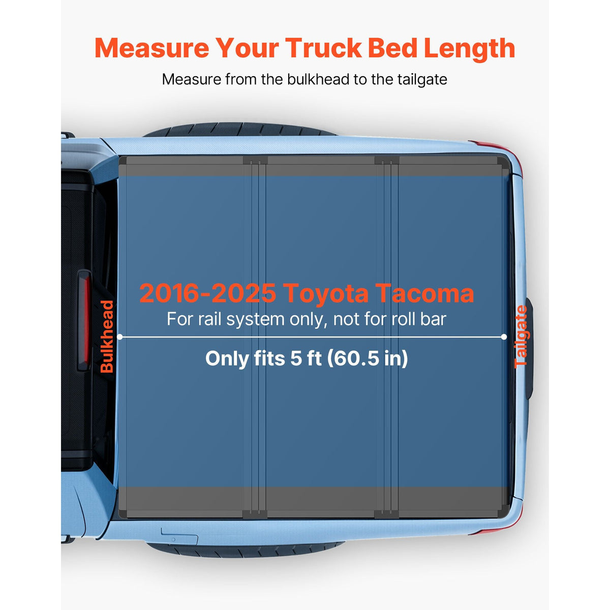 Hard Tri-Fold Truck Bed Tonneau Cover, Compatible with 2016-2025 Toyota Tacoma with OE Track System (Not Fit Roll Bar) 5 ft (60.5 in) Bed, Waterproof Fiberglass Hard Folding Truck Tonneau Cover