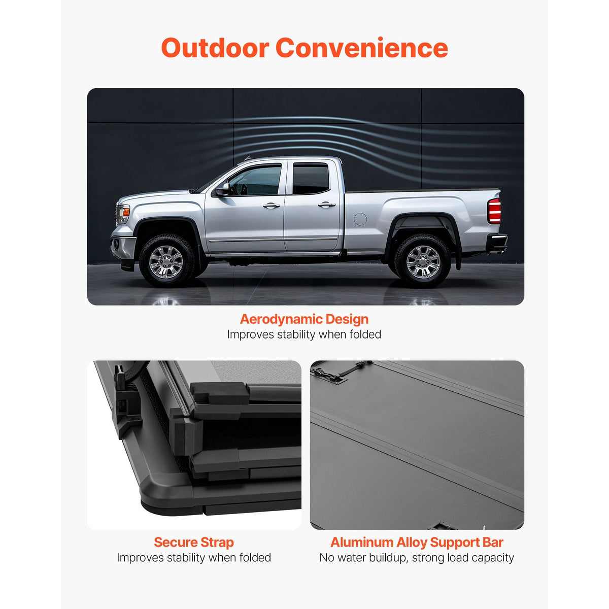Hard Tri-Fold Truck Bed Tonneau Cover, Compatible with 2019-2024 Dodge Ram 1500 (Incl. Classic & New) 6.4 ft (76.3 in) Bed Without Rambox (Not Fit Split Tailgate), Waterproof Folding Truck Cover