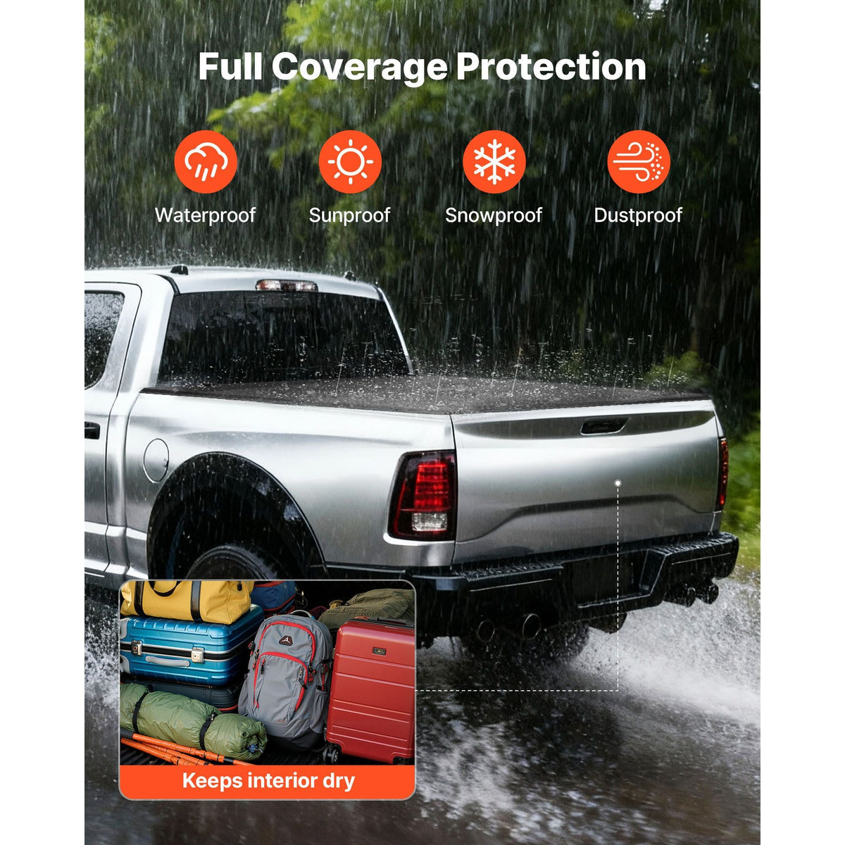Hard Tri-Fold Truck Bed Tonneau Cover, Compatible with 2019-2024 Dodge Ram 1500 (Incl. Classic & New) 6.4 ft (76.3 in) Bed Without Rambox (Not Fit Split Tailgate), Waterproof Folding Truck Cover