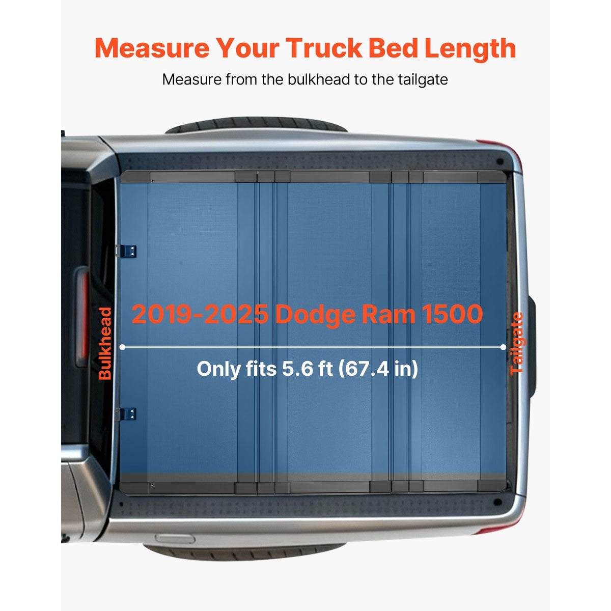 Hard Tri-Fold Truck Bed Tonneau Cover, Compatible with 2019-2025 Dodge Ram 1500 5.6 ft (67.4 in) Bed, Waterproof Low-Profile Hard Folding Truck Tonneau Cover with Aluminum Alloy Support Bar
