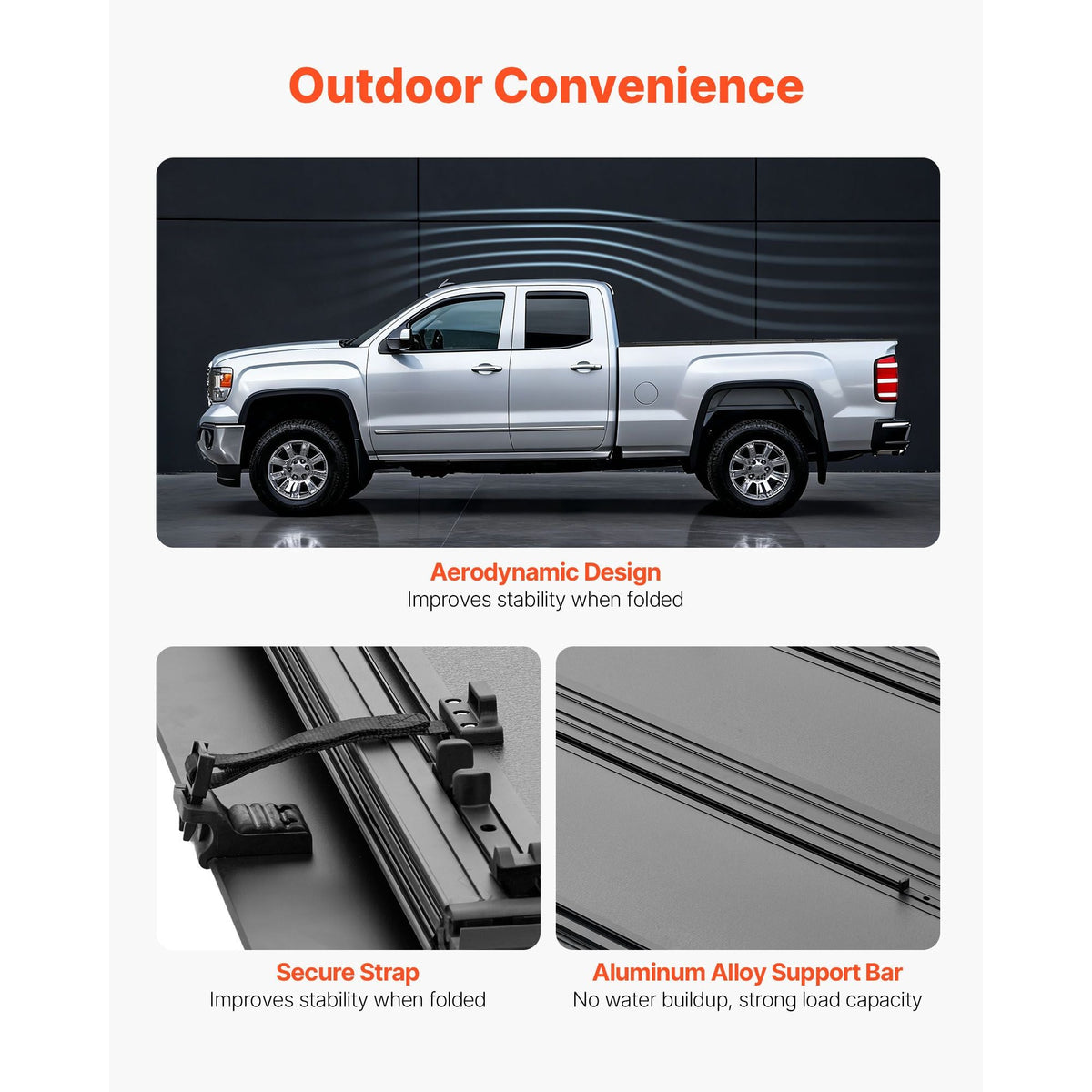Hard Tri-Fold Truck Bed Tonneau Cover, Compatible with 2019-2025 Dodge Ram 1500 5.6 ft (67.4 in) Bed, Waterproof Low-Profile Hard Folding Truck Tonneau Cover with Aluminum Alloy Support Bar