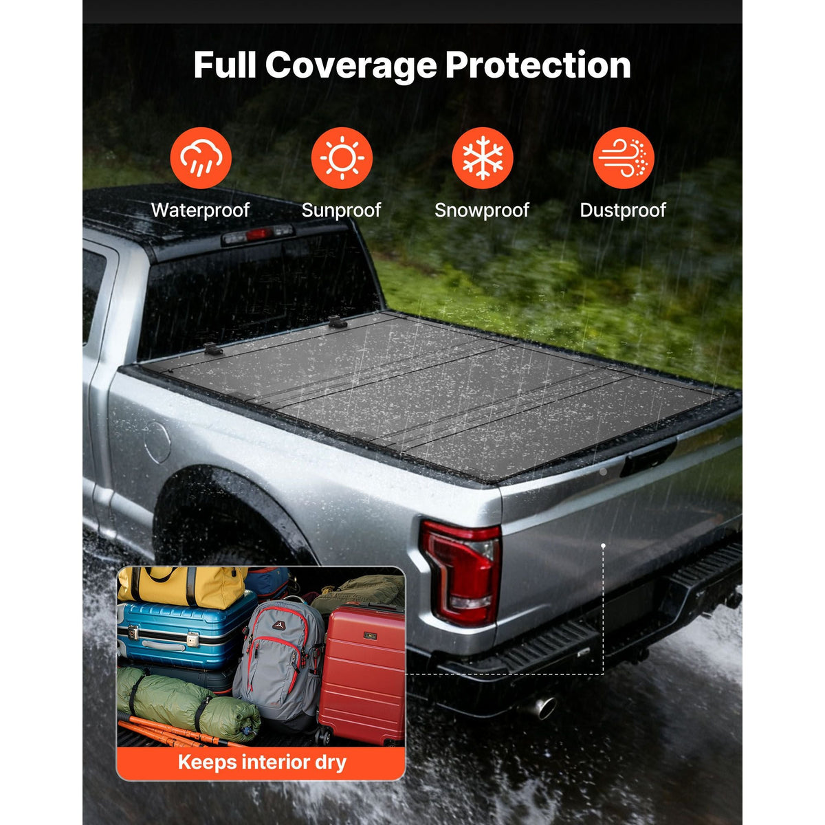 Hard Tri-Fold Truck Bed Tonneau Cover, Compatible with 2019-2025 Dodge Ram 1500 5.6 ft (67.4 in) Bed, Waterproof Low-Profile Hard Folding Truck Tonneau Cover with Aluminum Alloy Support Bar