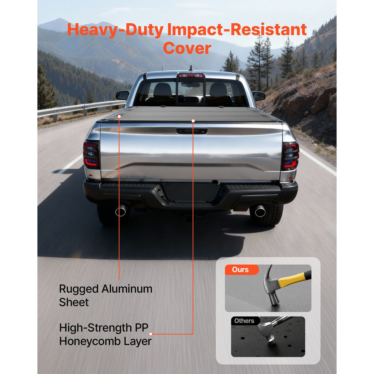 Hard Tri-Fold Truck Bed Tonneau Cover, Compatible with 2019-2025 Dodge Ram 1500 5.6 ft (67.4 in) Bed, Waterproof Low-Profile Hard Folding Truck Tonneau Cover with Aluminum Alloy Support Bar