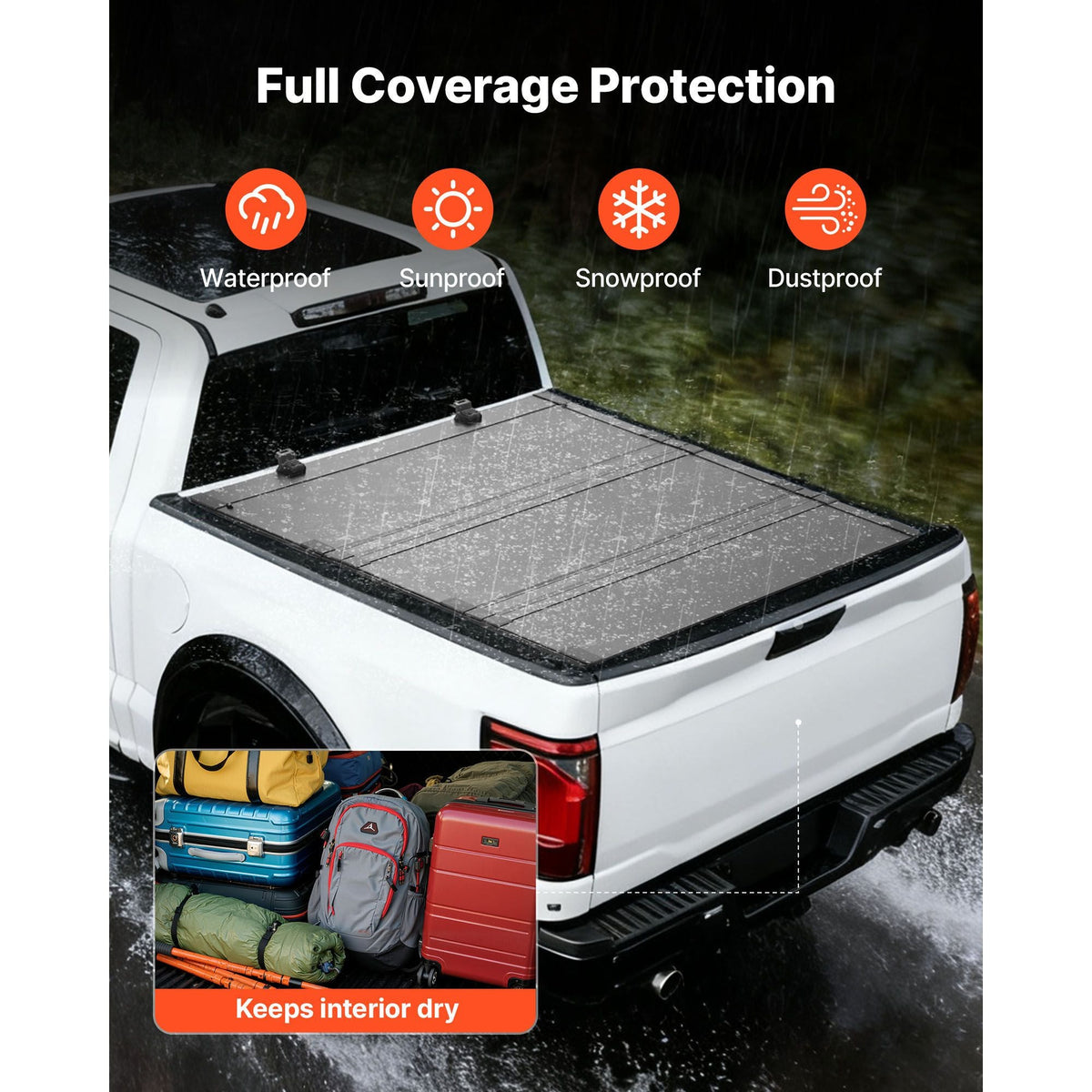 Hard Tri-Fold Truck Bed Tonneau Cover, Compatible with 2021-2025 Ford F-150 (Incl. Raptor/Lightning) 5.5 ft (67.1 in) Bed, Waterproof Low-Profile Folding Cover with Aluminum Alloy Support Bar